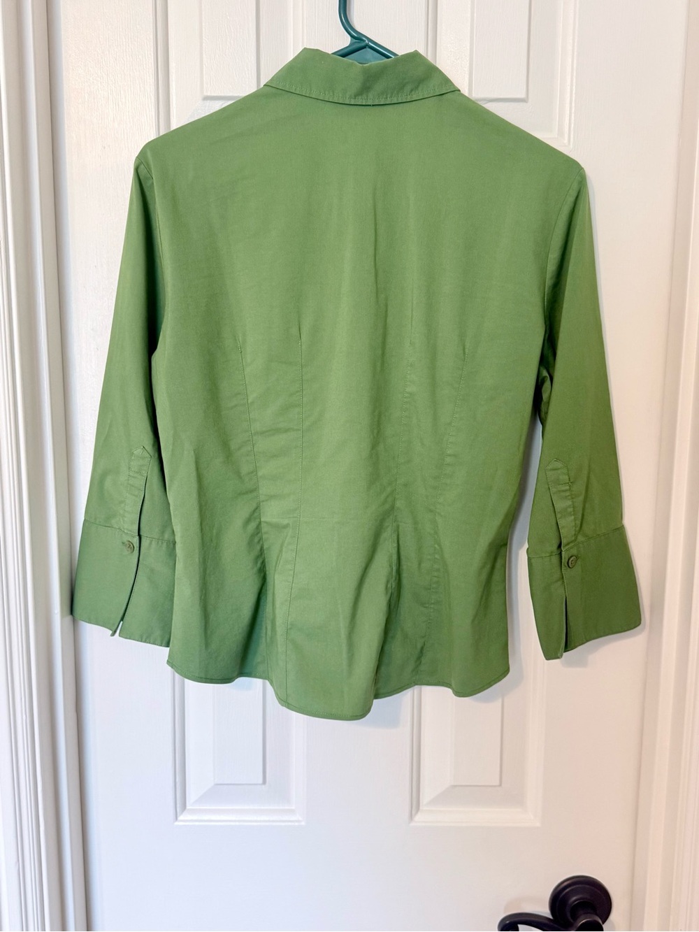 New York & Company Olive Green Button-Front Shirt - Picture 2 of 3